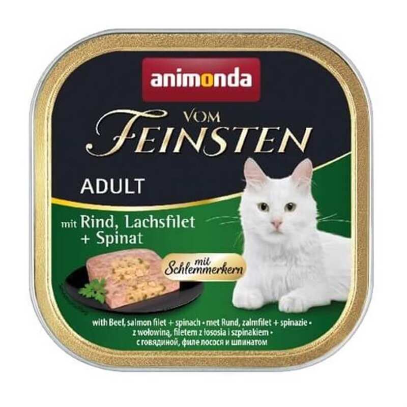 Animonda - Animonda Vom Feinsten Sığır Somon Ispanaklı Kedi Konservesi 100gr