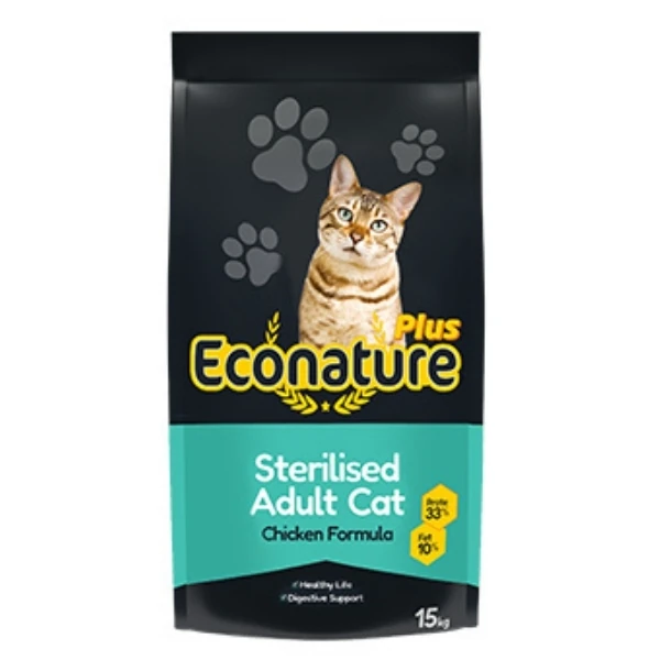 Econature - Econature Plus Tavuklu Kısırlaştırılmış Kedi Maması 15Kg