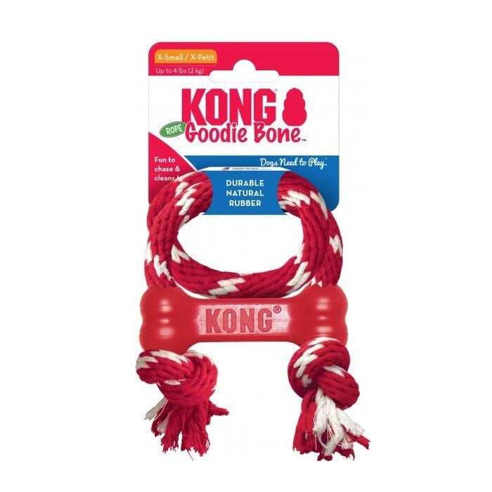 Kong - KONG Goodie Bone İpli Kemik Köpek Oyuncağı XS