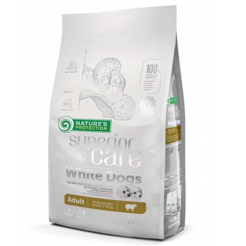 NATURES - Nature's Protection Beyaz Tüylü Mini Ve Küçük Irk Köpekler İçin Kuzulu Tahılsız Köpek Maması 1,5 Kg