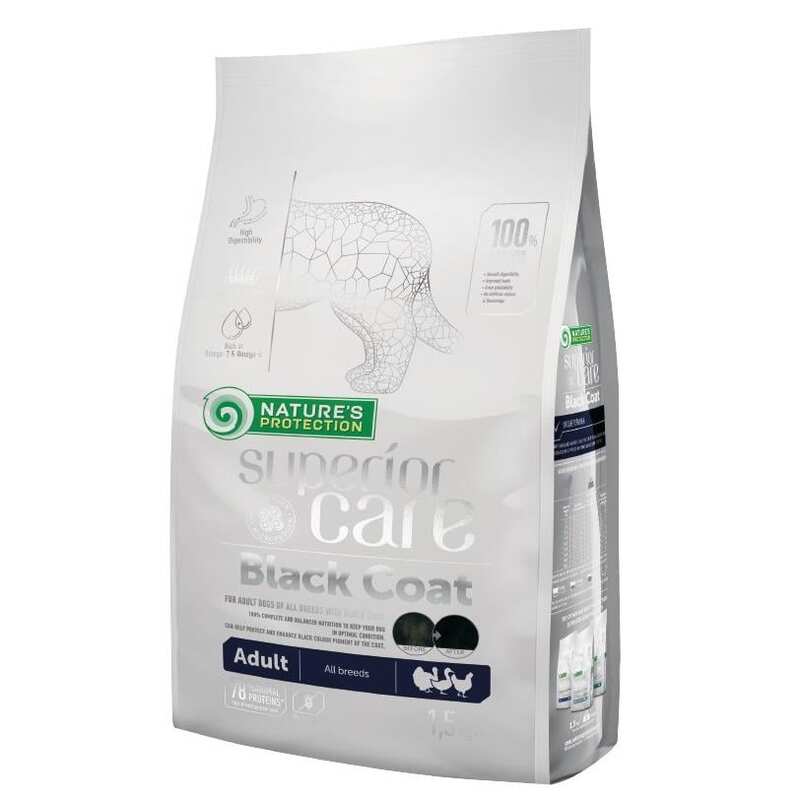 NATURES - Nature's Protection Siyah Tüylü Köpekler İçin Kümes Hayvanlı Ve Pirinçli Yetişkin Köpek Maması 1,5 Kg