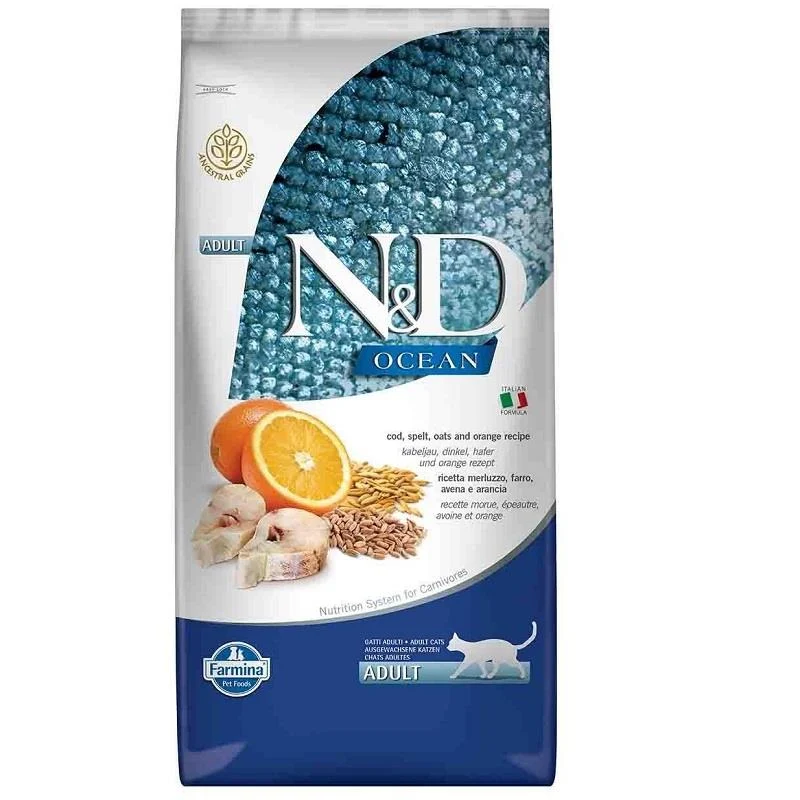 N&D OCEAN - N&D Ocean Düşük Tahıllı Balıklı Portakallı Kedi Maması 10 Kg. (1)